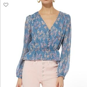 Intermix Blue Floral Long Sleeve Button Clare Blouse